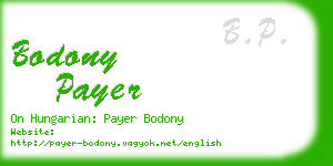 bodony payer business card